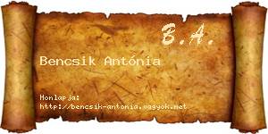 Bencsik Antónia névjegykártya